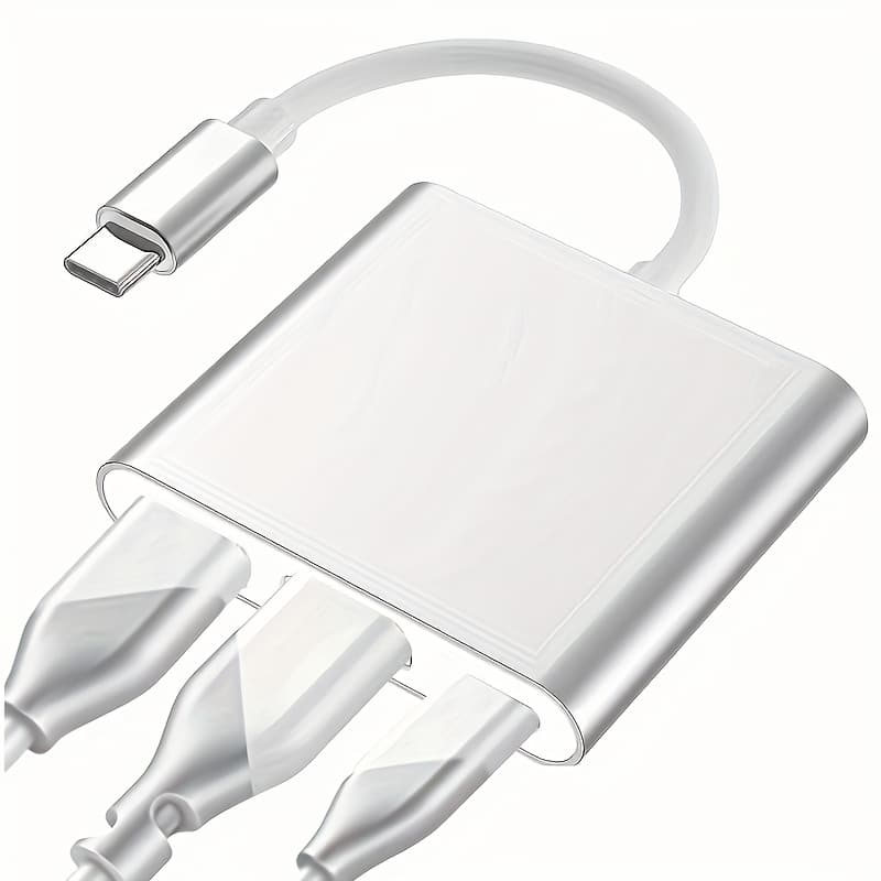 TEMU 3-in-1 Usb C Virtual Adapter, Support Usb Type-c To 4k Hdtv, Pd100w Charging, Usb 3.0 Interface, Compatible With Tablets, Laptops, Mobile Phones, Projectors, Monitors, Is A Conversion Station
