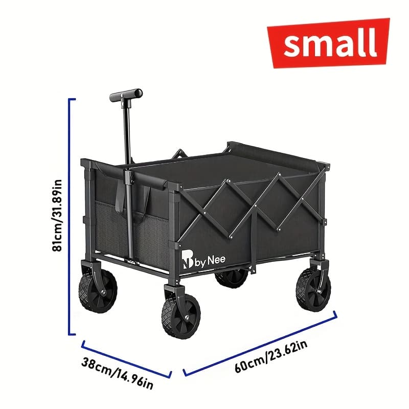TEMU Collapsible Folding Wagon Cart, Large Capacity Camping Wagon, All Terrain Foldable Wagon, Heavy Duty Utility Wagon Cart For Grocery Outdoor Beach Gardening Shopping Fishing Black
