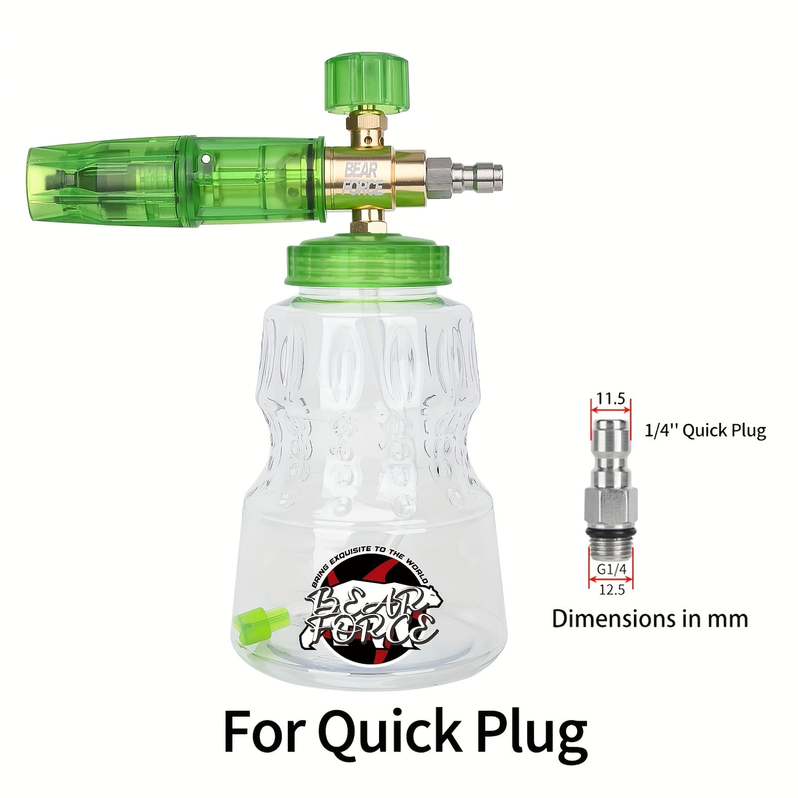 TEMU Bear Force Pressure Washer Foam Cannon Foam Generator Foam Gun, Adjustable Foam Lance With Aluminum Body, Connector, And Handle, Foam Blaster, Plastic Bottle Cleaning Kit