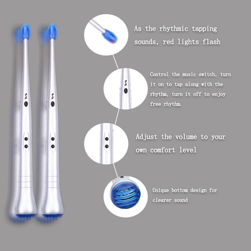 TEMU Electronic Rhythm Music Drumsticks For Leisure, Entertainment, And Holiday Parties Air Percussion Drumstick Set For Practice For Kids New Year Holiday Promotion Gift (no Drum Sound)