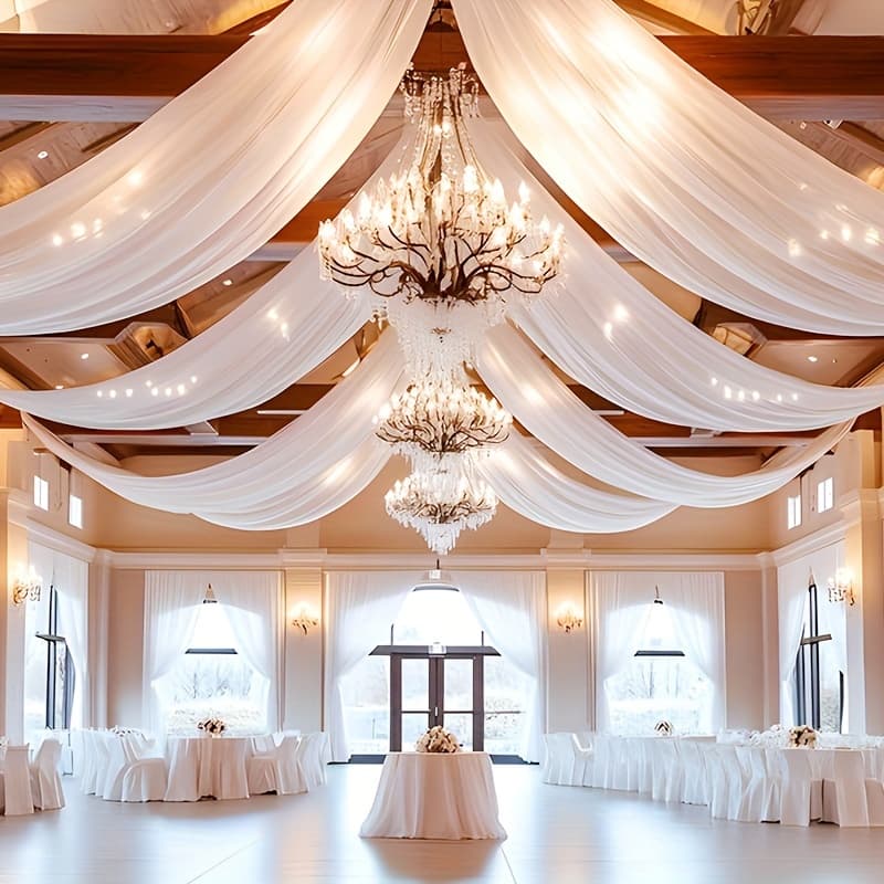 TEMU Elegant 26ft Sheer Chiffon Arch Draping In White, , Pink, Lavender, Black - Weddings, Ceremonies & Valentine's Day Decor