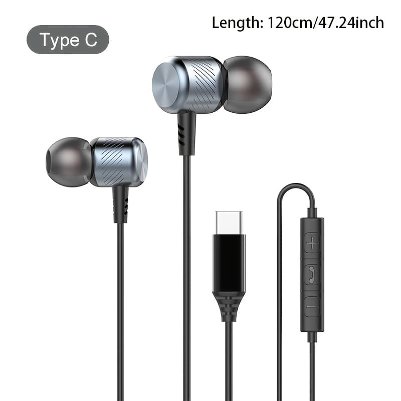 TEMU For Headphones High-fidelity With Mic Type C 3.5mm Wired Earplugs For
