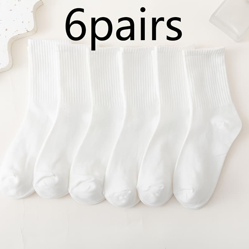 TEMU 6 Pairs Of Solid Color High , Breathable And Sweat Absorbent, Casual