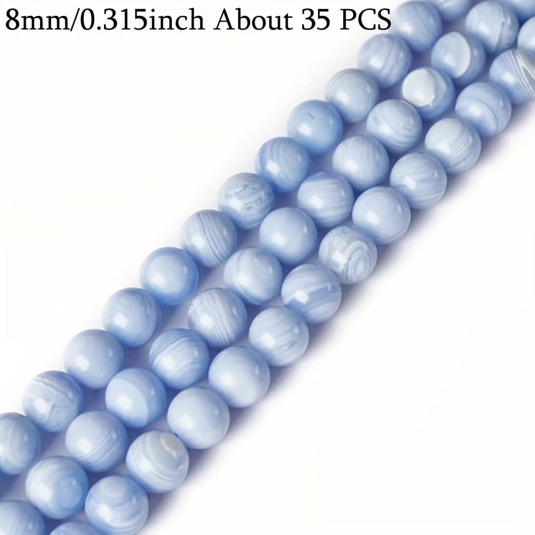 TEMU 6/8/10mm 35pcs High-quality Purple Striped Chalcedony Natural Stone Beads Are Suitable For Hand-made Diy Bracelets, Bracelets, Necklaces, Earrings Bags , An Ideal Gift For , A Gift.