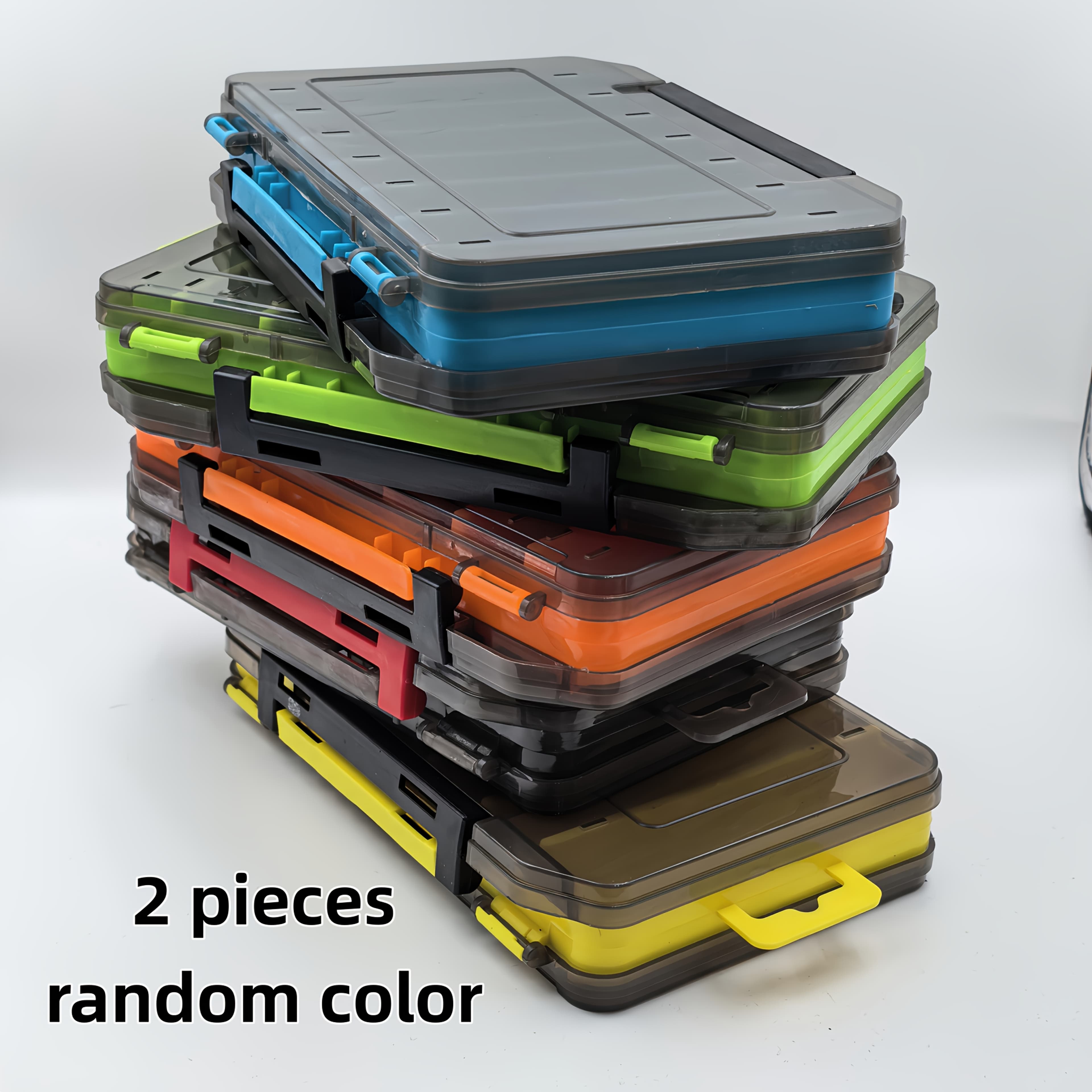 TEMU 2 Packs, Double-sided Fishing Tackle Box, Sea Fishing Shrimp Lure Box, Fishing Additions Organizer