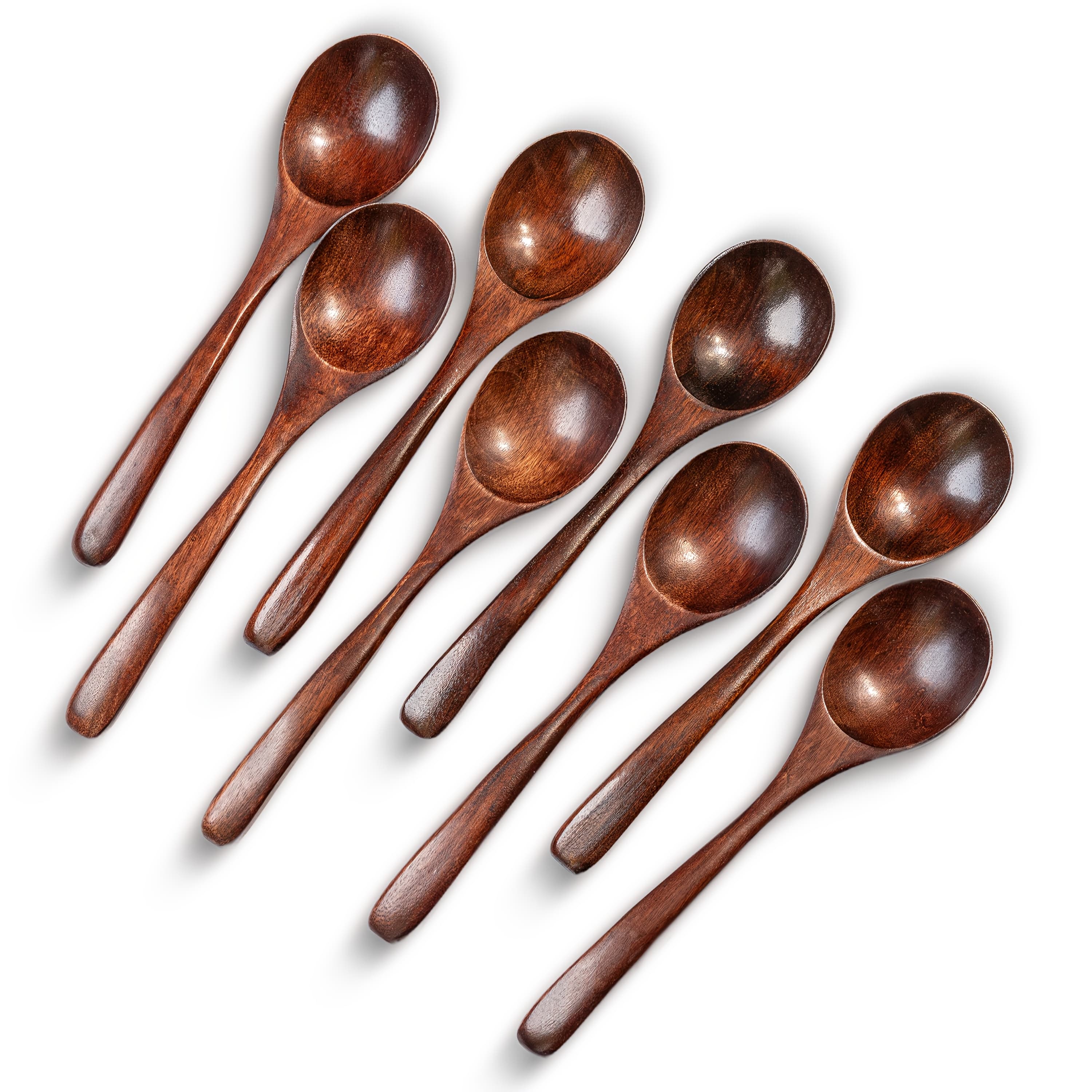 TEMU 8pcs Wooden Spoons For Eating, 7.28inch Wooden Honey Spoons For Tea, Wood Teaspoons For Stirring Coffee, Hard Wood Table Spoon For Cooking, Small Serving Spoon For Soup, Desserts & Cereal