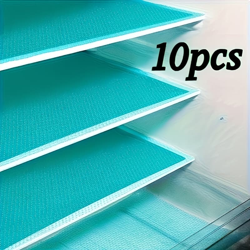TEMU 10-pack High Quality Refrigerator Liner And Mats – Jade Green, Easy To Clean, Washable, Durable Eva Material, Suitable For Freezer, Shelves, Cupboard, Kitchen Essential, Shelf Liner