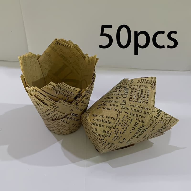 TEMU 100/50 Paper Cups With For Cakes, Oil-resistant Liners For Cupcakes, Suitable For Baking Supplies For Weddings, Birthdays, Christmas Parties, And More