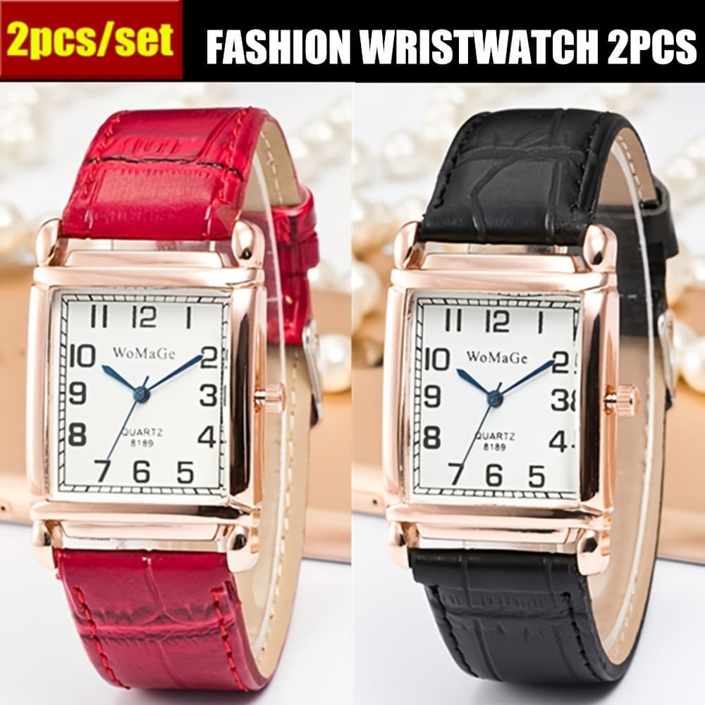 TEMU 2pcs/set Of Women's Fashion Watches, Popular Elegant Watches, Best Gift (black + Red)