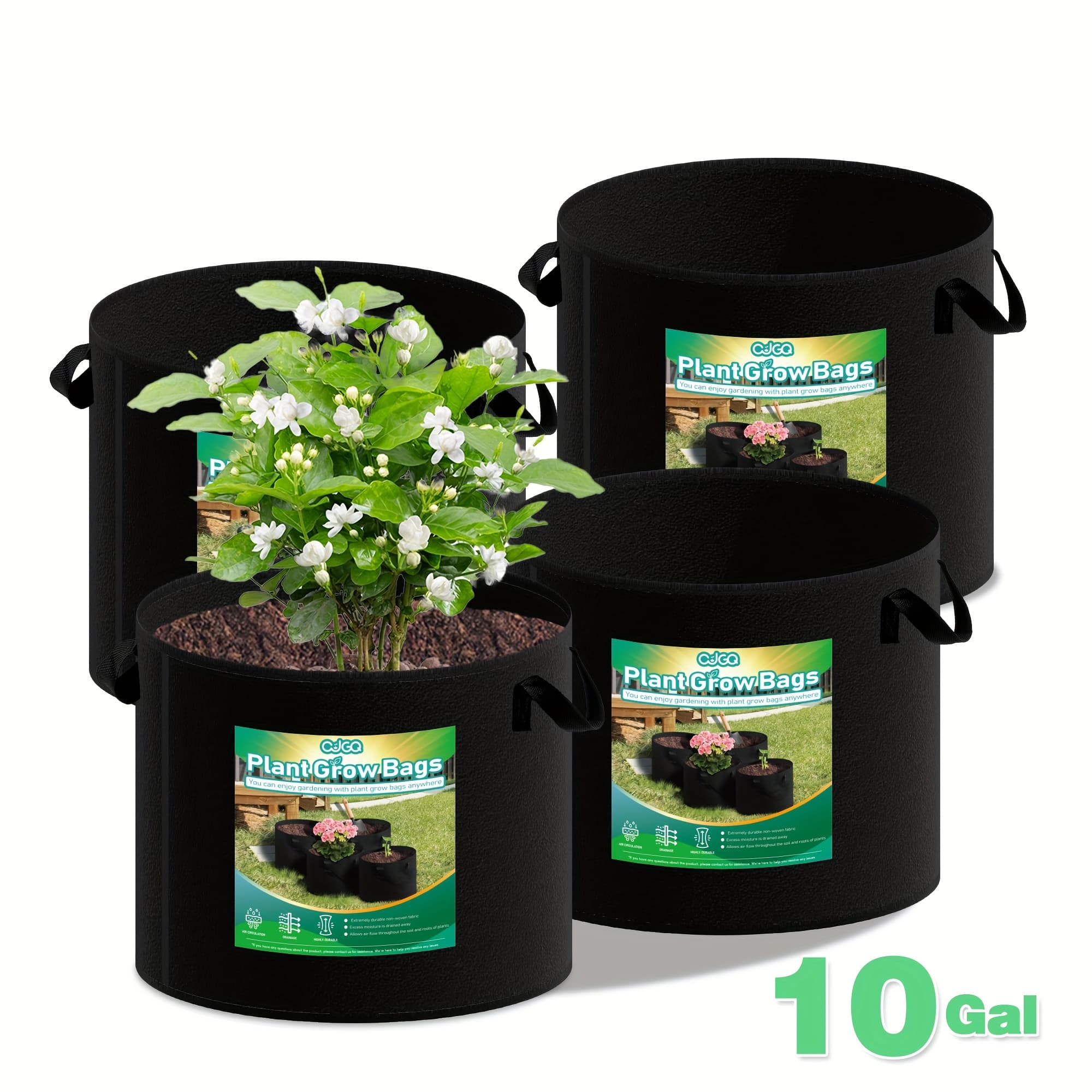 TEMU 4pcs 5/10gallon Plant Grow Bags, Fabric Planting Bags With Handles For Garden