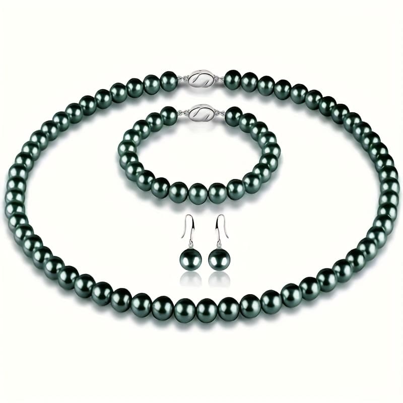 TEMU Deep-sea Natural Necklace And Collarbone Chain Set, Gift, Made Of 925 Sterling Silver, With An Elegant Gift Box Included
