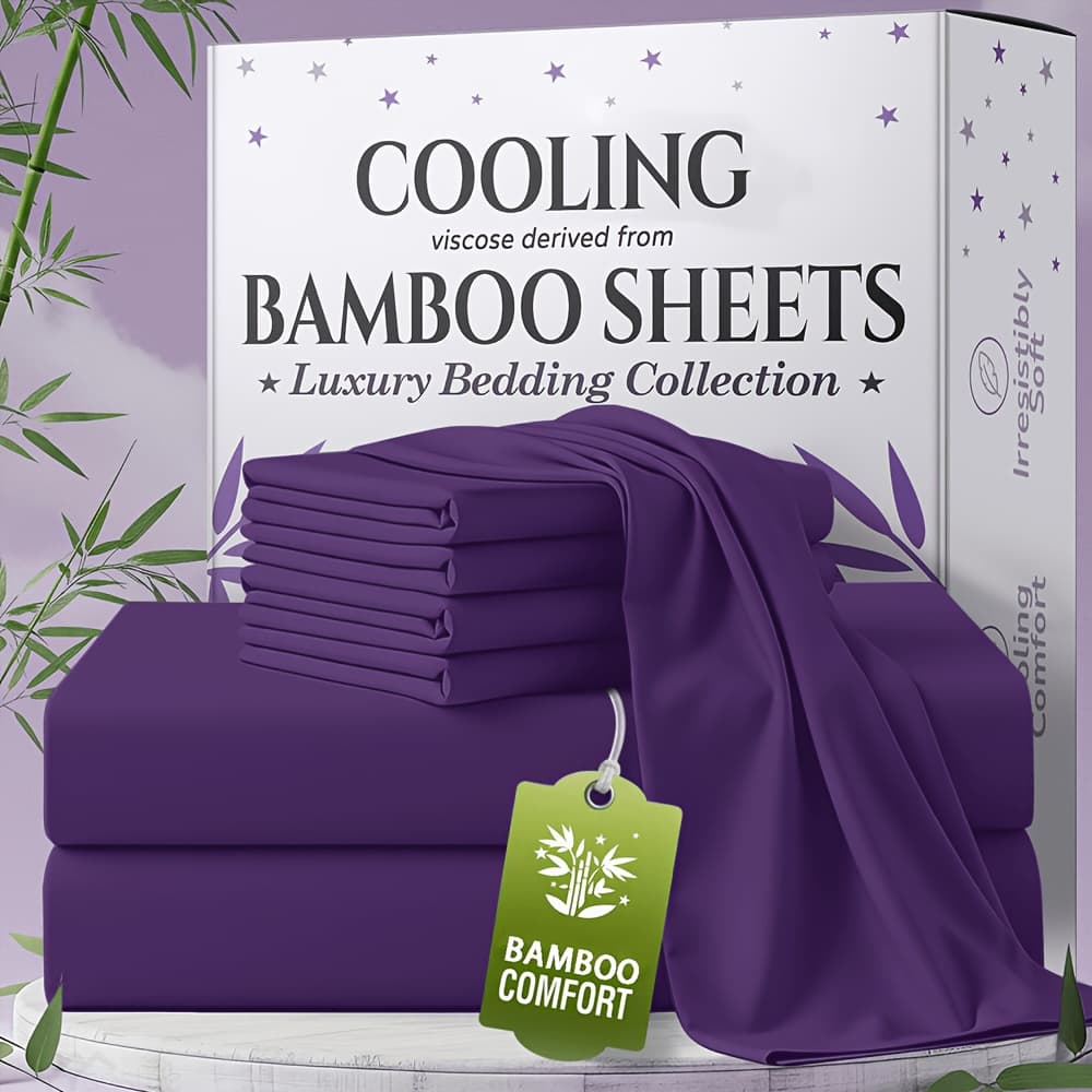 TEMU For Extra Deep Pocket Bamboo Sheets Set - 4/6pcs Breathable & Cooling Bamboo Bed Sheet Set, Kid Sheet & Pillowcase Sets, Hotel Luxury, Soft Wrinkle-free For Extra Deep Mattresses, Room Decor