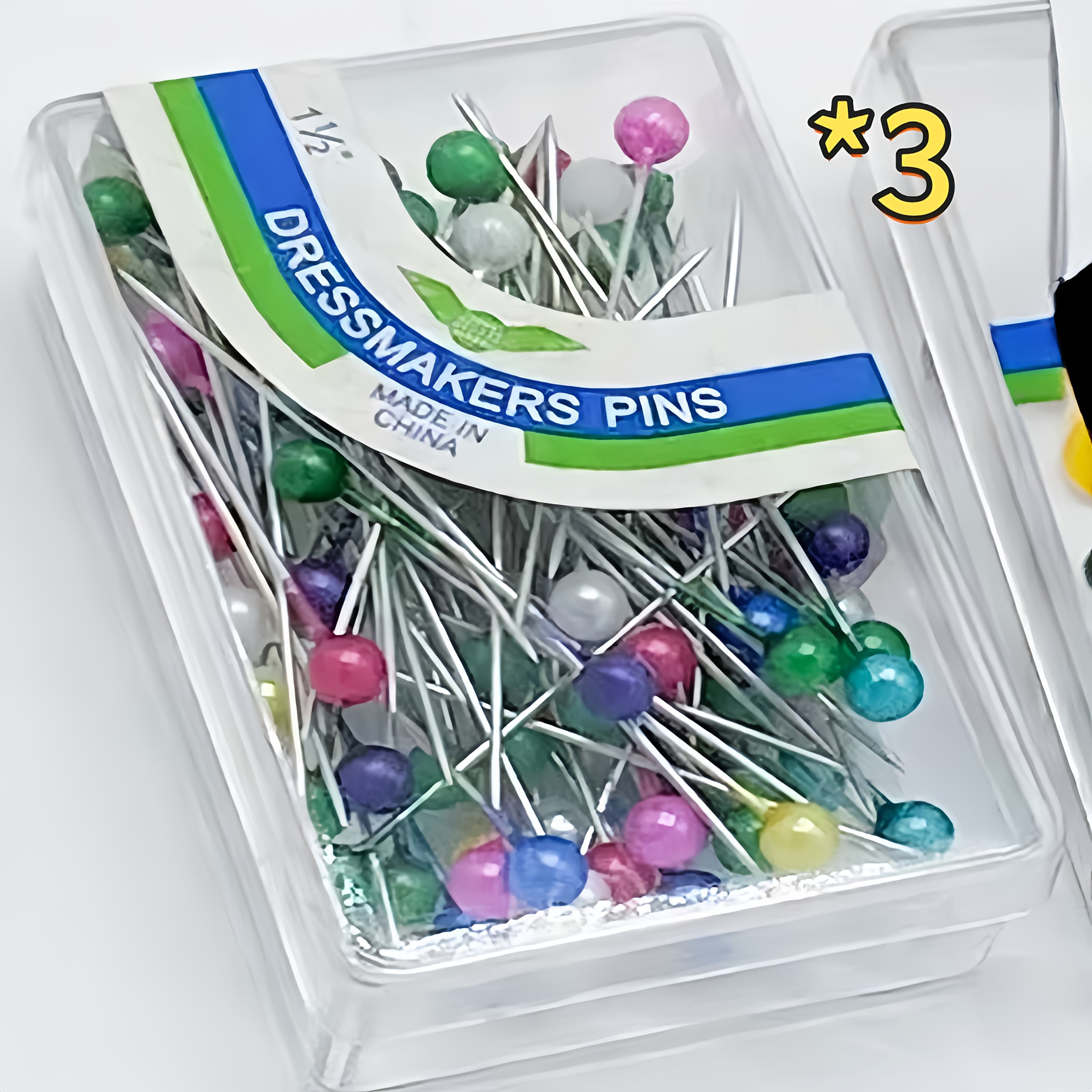 TEMU 3 Boxes Of 300 Mixed Color Pearl Straight Pins For Sewing, Diy Handicrafts, Positioning And Fixing, Accessories
