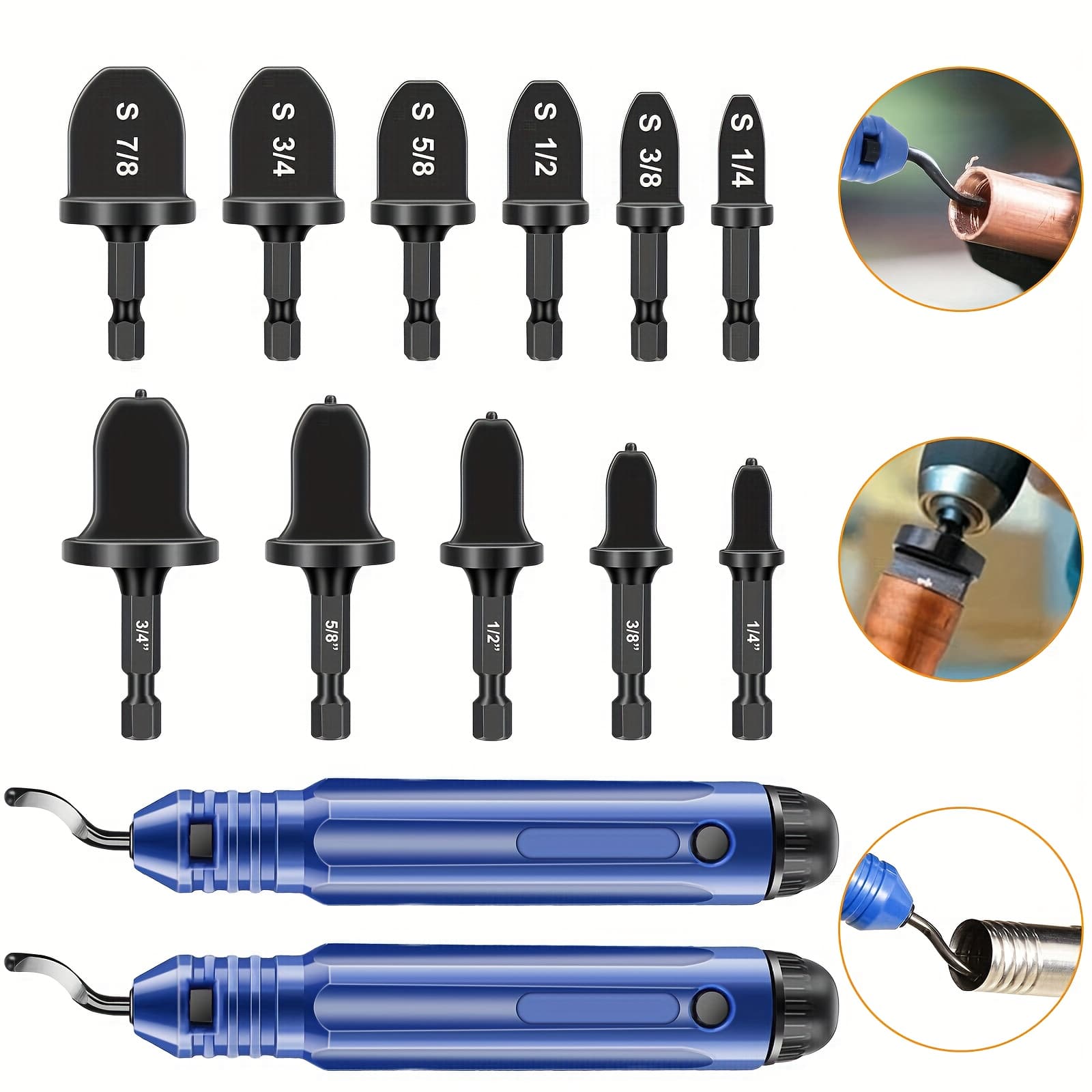 TEMU 13pcs Hvac Repairing Set, Air Conditioning Copper Tube Expansion Drill Bits With Deburring Tool, Electric Drill Bit Tool, For Copper, Aluminum And Thin Stainless Steel Tube