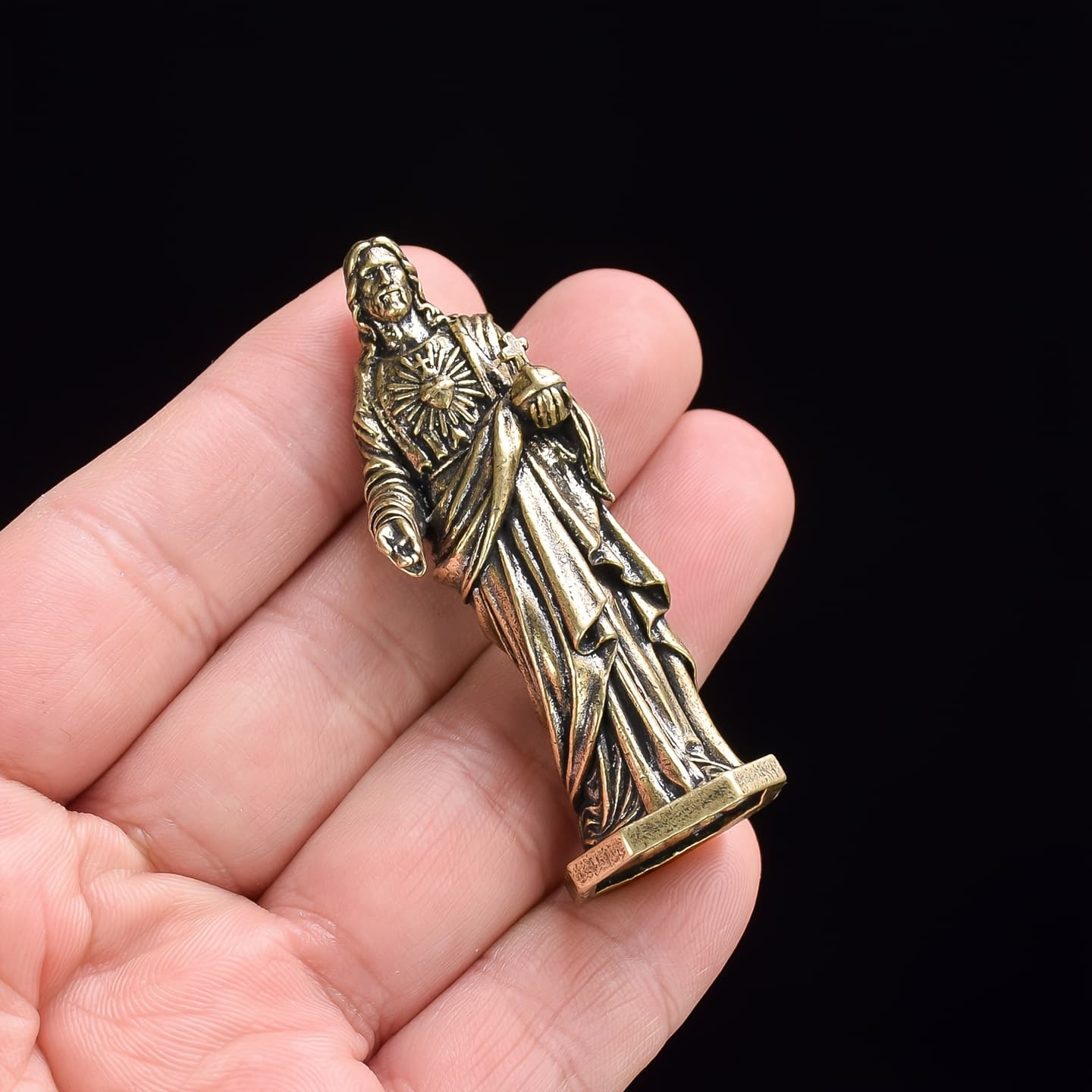 TEMU Vintage Brass Statue | Religious Desktop Decoration, Church Cultural Memorabilia Gift