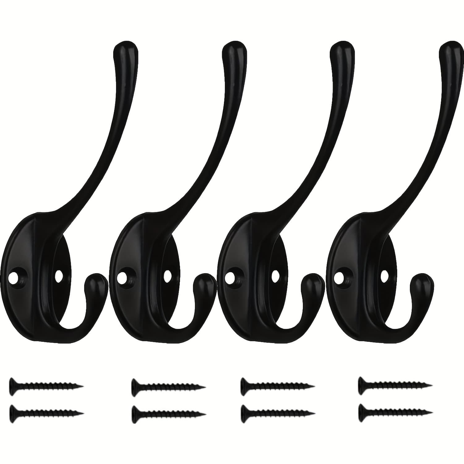 TEMU 4pcs Stylish Metal Wall-mounted Hooks - , Space-saving, Retro Design For Coats, Scarves, Bags, Towels, Keys, Hats, Cups - Fashionable And Decor