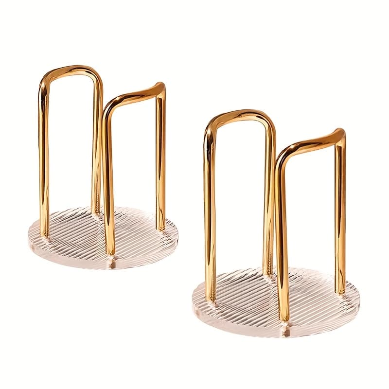 TEMU 2 Acrylic Cup Holders, Light Desktop Storage Rack, Suitable For Homes, Cafes, Offices, And Hotels - Golden Color