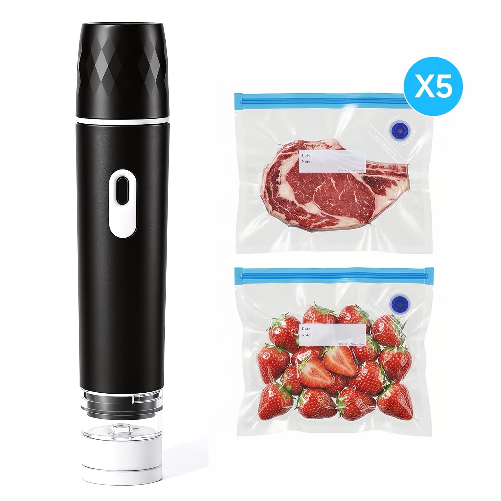 TEMU 60000 Pa Vacuum Sealer With Bags, Powerful Suction Handheld Vacuum Sealer For Food, Portable And Rechargeable, Ideal For Kitchen, Camping And Rv Travel, Perfect Gifts