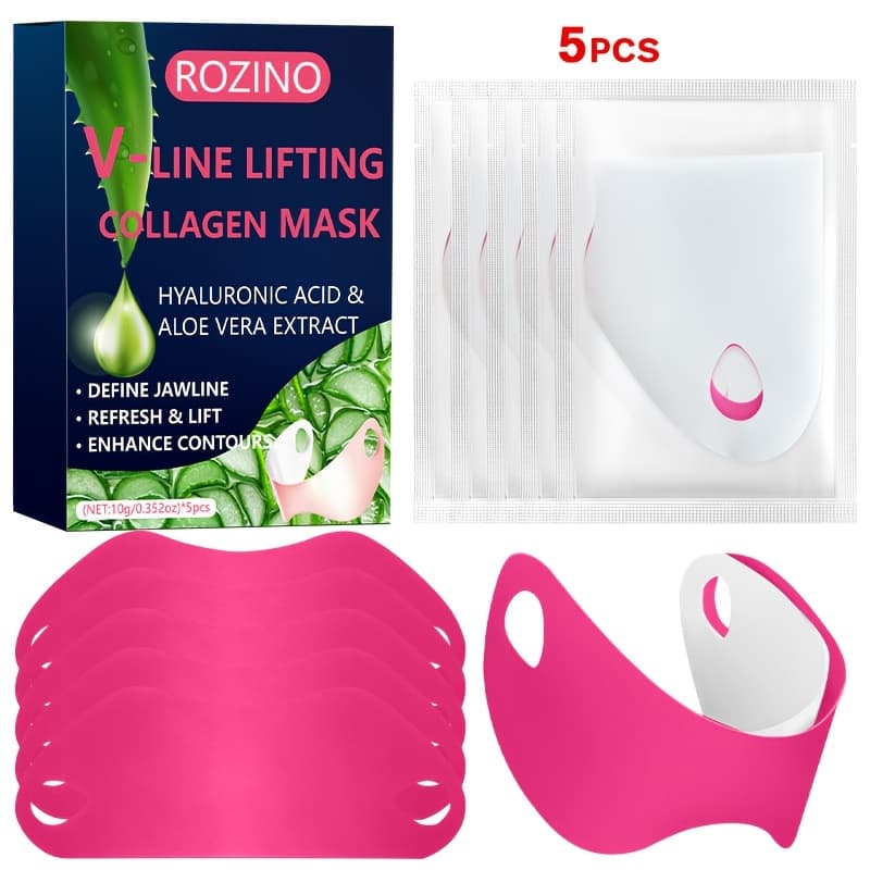 TEMU 5pcs Lifting Collagen Face Mask For And , Hydrating And Firming, And Tightening Mask, Jawline Wrinkles, , And Neck Wrinkles. Suitable For Jawline Wrinkles, , Neck Wrinkles, Sagging, And Aging.