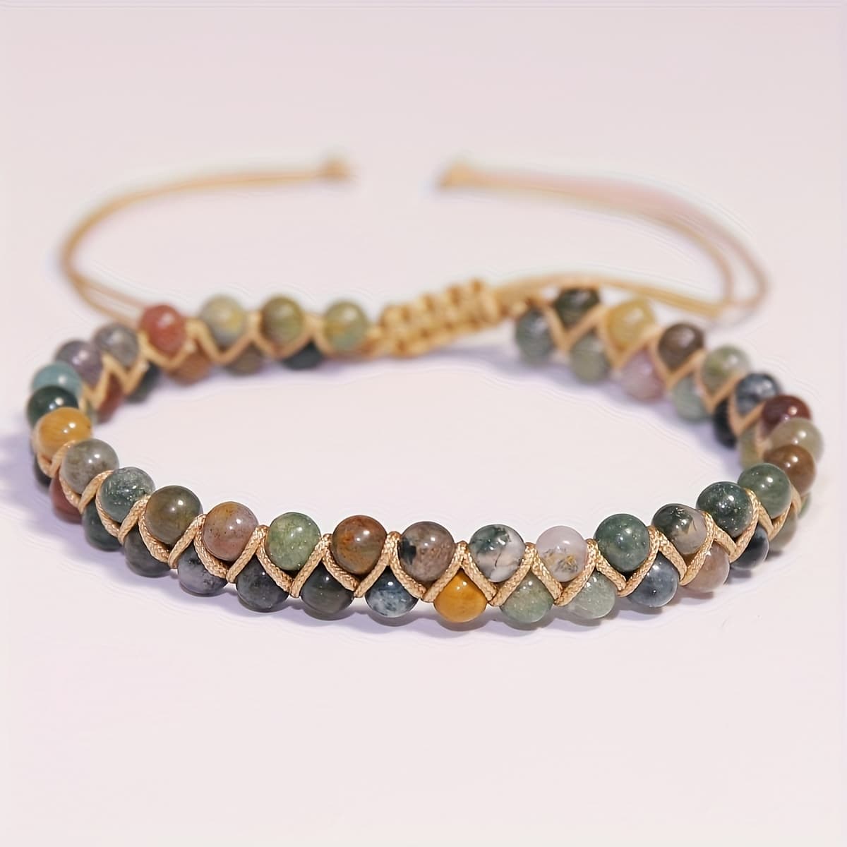 TEMU A Multicolored Indian Quartz Handmade Beaded Bracelet, Featuring Natural Stones In A Bohemian Style, Embodies And Love, Making It An Ideal Gift For , Suitable For Occasions