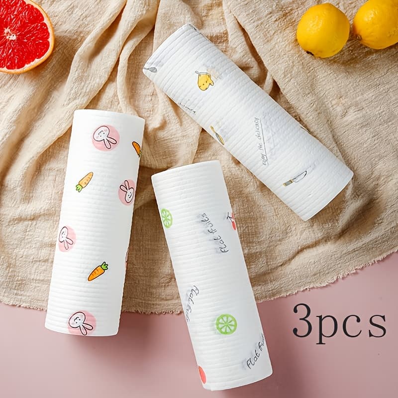 TEMU 3pcs Paper Towels Reusable Paper Towel Rolls, Washable Kitchen Paper Towels, Cleaning Cloths For Home, Living Room, Bathroom, Kitchen - Cleaning Supplies