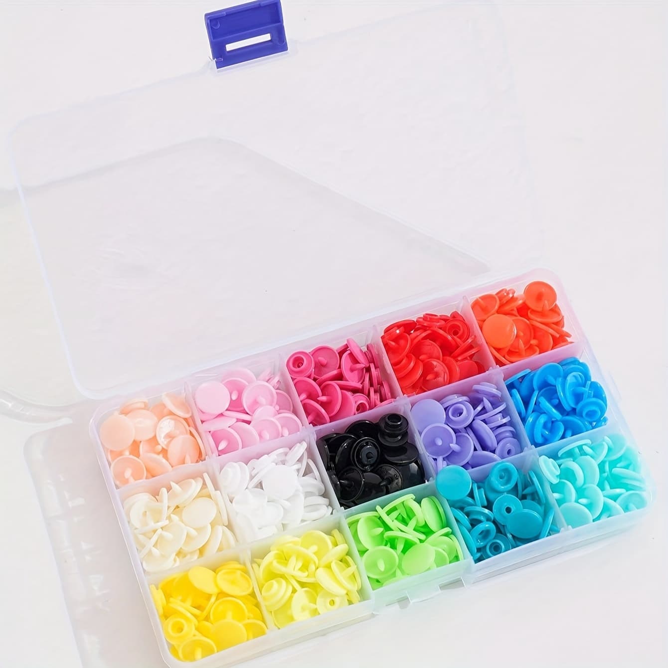 TEMU 600pcs Plastic Snaps, 150 Sets 15-colors Snap Buttons For Sewing, Snap Fasteners Kit For Sewing, Clothing, Crafting