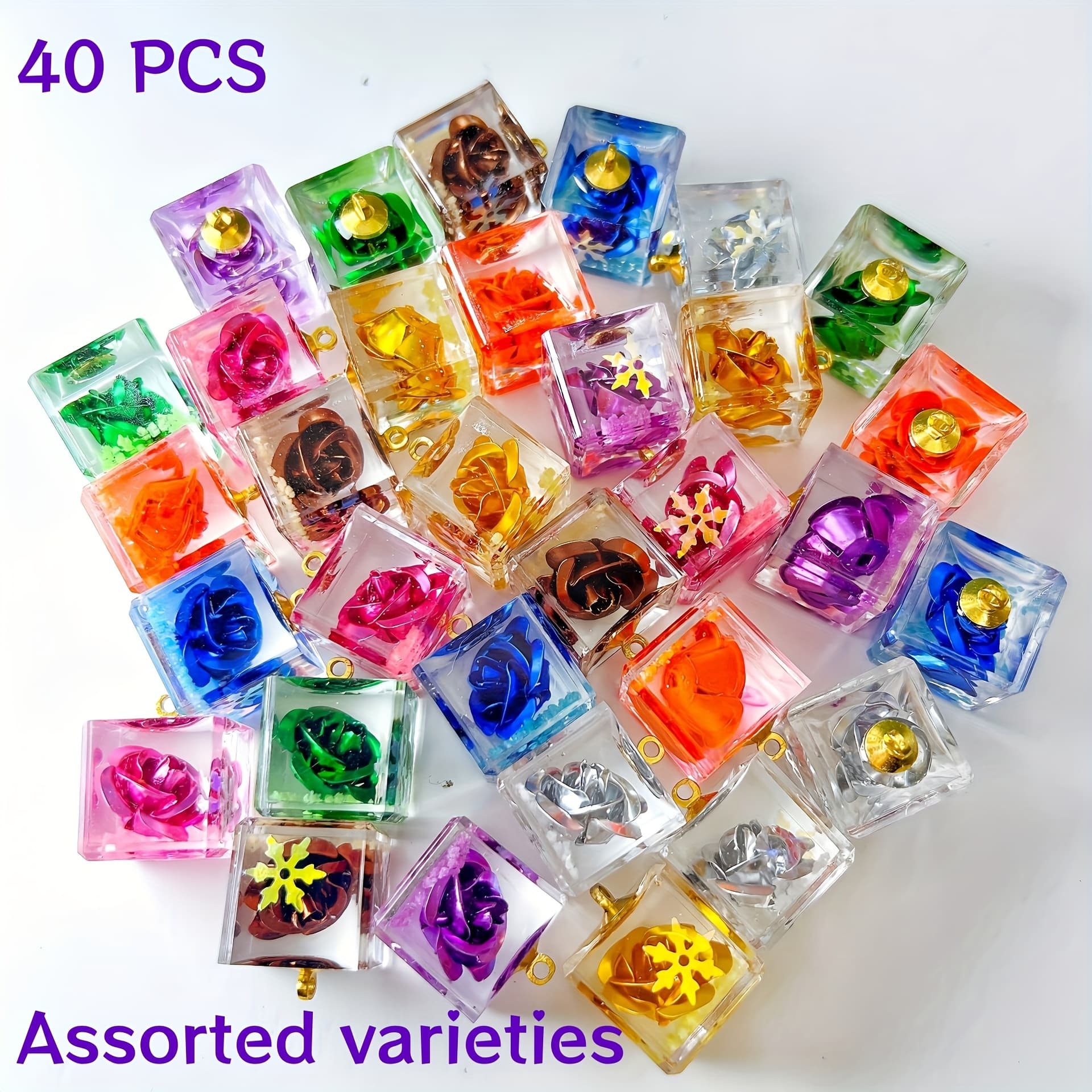 TEMU 40pcs -the- Acrylic Pendants Jewelry Additions Cream Glue Keychain Bag Small Pendant Bracelet Necklace Material