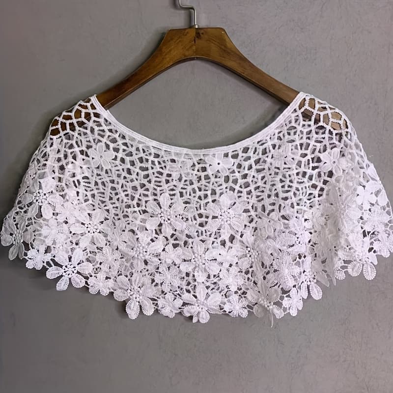 TEMU Flower Hollow Out Shawl Elegant Solid Color Breathable Wrap Casual Cape Decorative Shawl For Party Prom Wedding Bridal Shawls Wraps