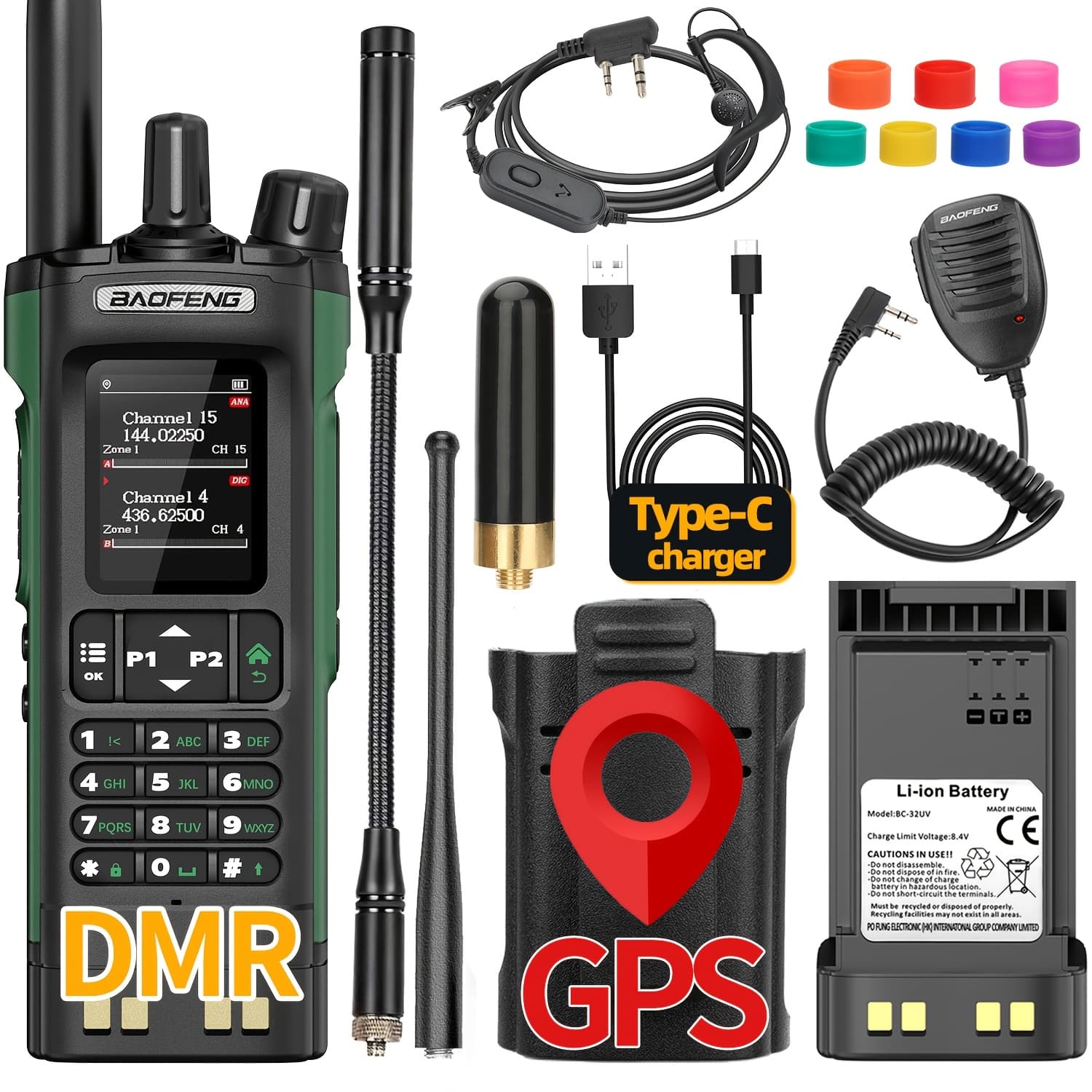 TEMU Baofeng Dm-32uv Dmr Radio | Walkie Talkies Long Range | Digital Radio | 10w High Power Radio With Gps Positioning | Programming &type-c Charging | 1pc (2500mah Battery)