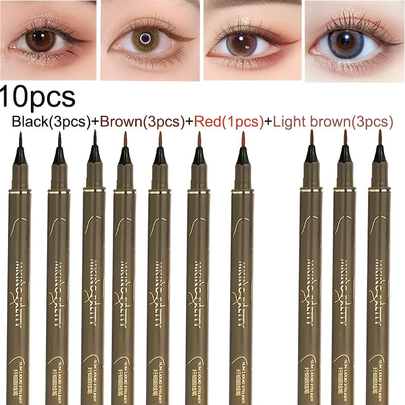 TEMU A Set Of 10 Waterproof Liquid Eyeliner, A Must For Stage Performances, In A Of Colors (black, Brown, Red) - And Beginners, Valentine's Day, Day Gift.