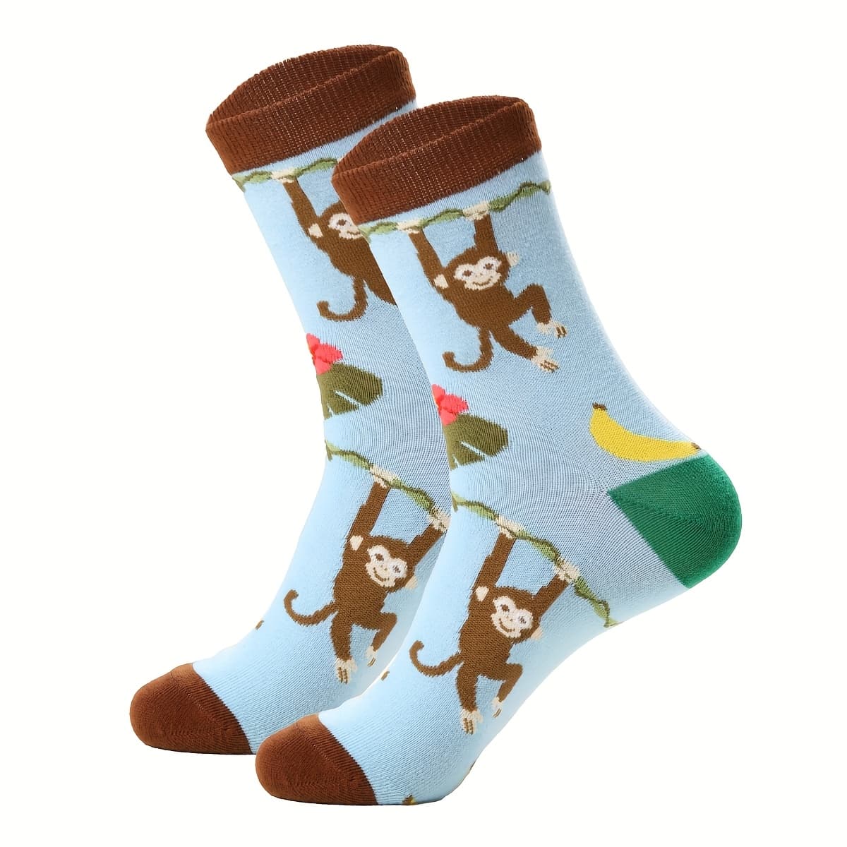 TEMU 1 Pair Of Autumn/winter Men's Fun Cartoon Monkey Pattern Mid-calf Socks For Daily , Home, Office, And Outdoor Use