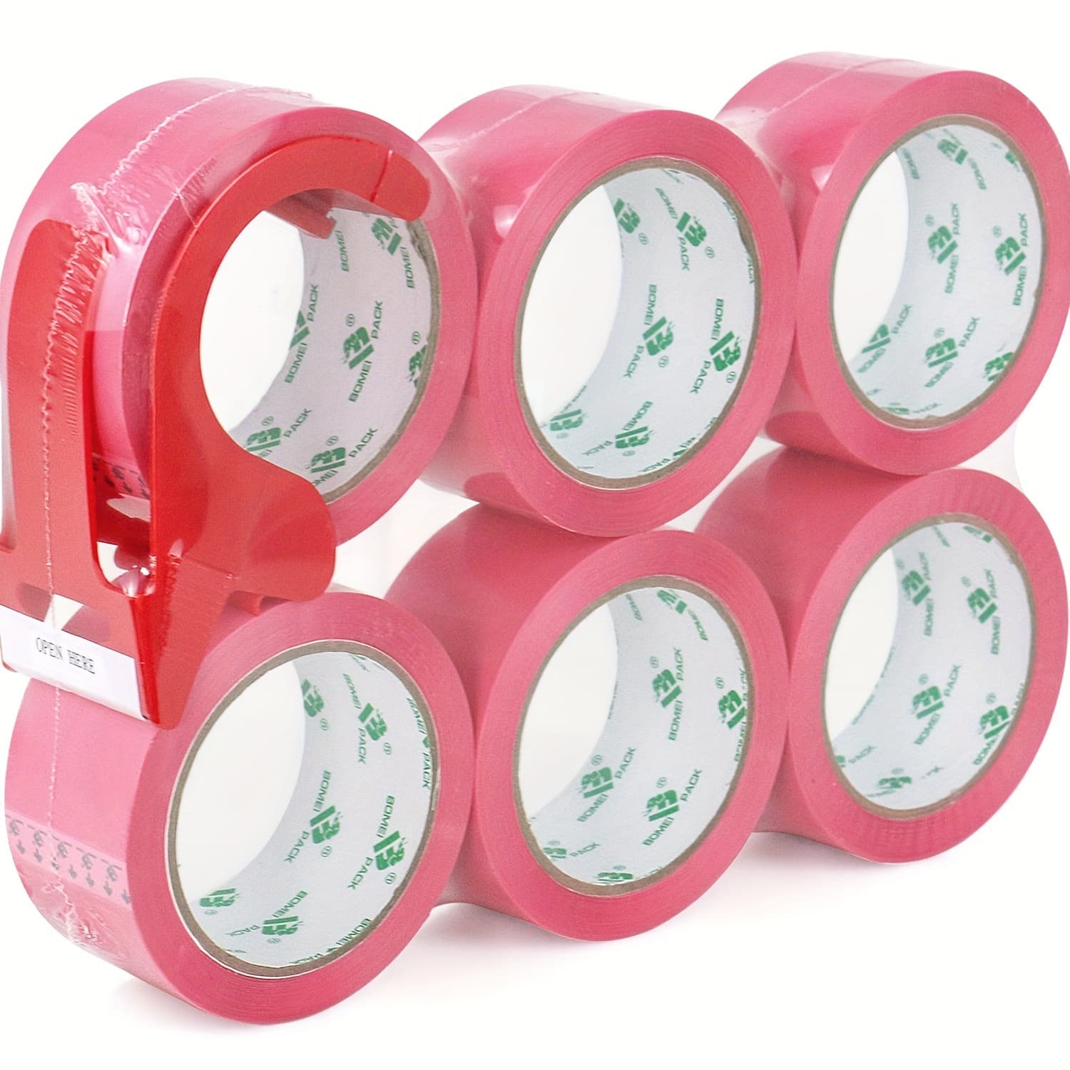 TEMU 6-pack Pack Heavy-duty Waterproof Pp Carton Sealing Tape With Dispenser - 1.88" X , Plastic Surface Compatible, For Moving, Shipping, Packaging