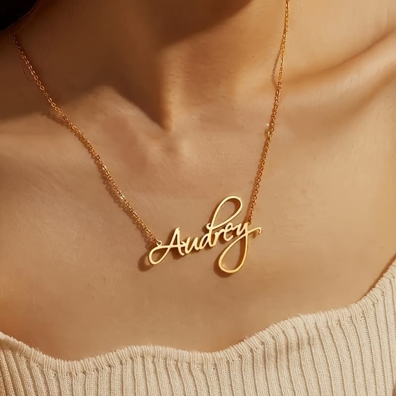 TEMU Personalized Name Necklace For Women - Custom Cursive Letter Pendant With Your Own Name/message, Diy Font Nameplate, Elegant Casual Attire Suitable For Teacher' Day, Graduation Gifts & Wear