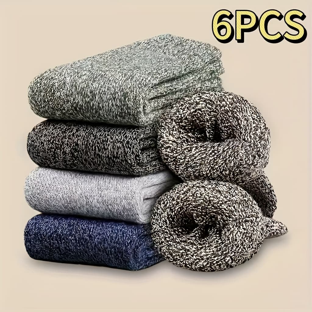 TEMU Random 3/6 Pairs Of Winter Super Thick Warm Couple Socks | Solid Color, Machine Washable, Suitable For Cold Weather, Casual And Formal Wear, High-end Chic Additions, Fine , Light And Elegant