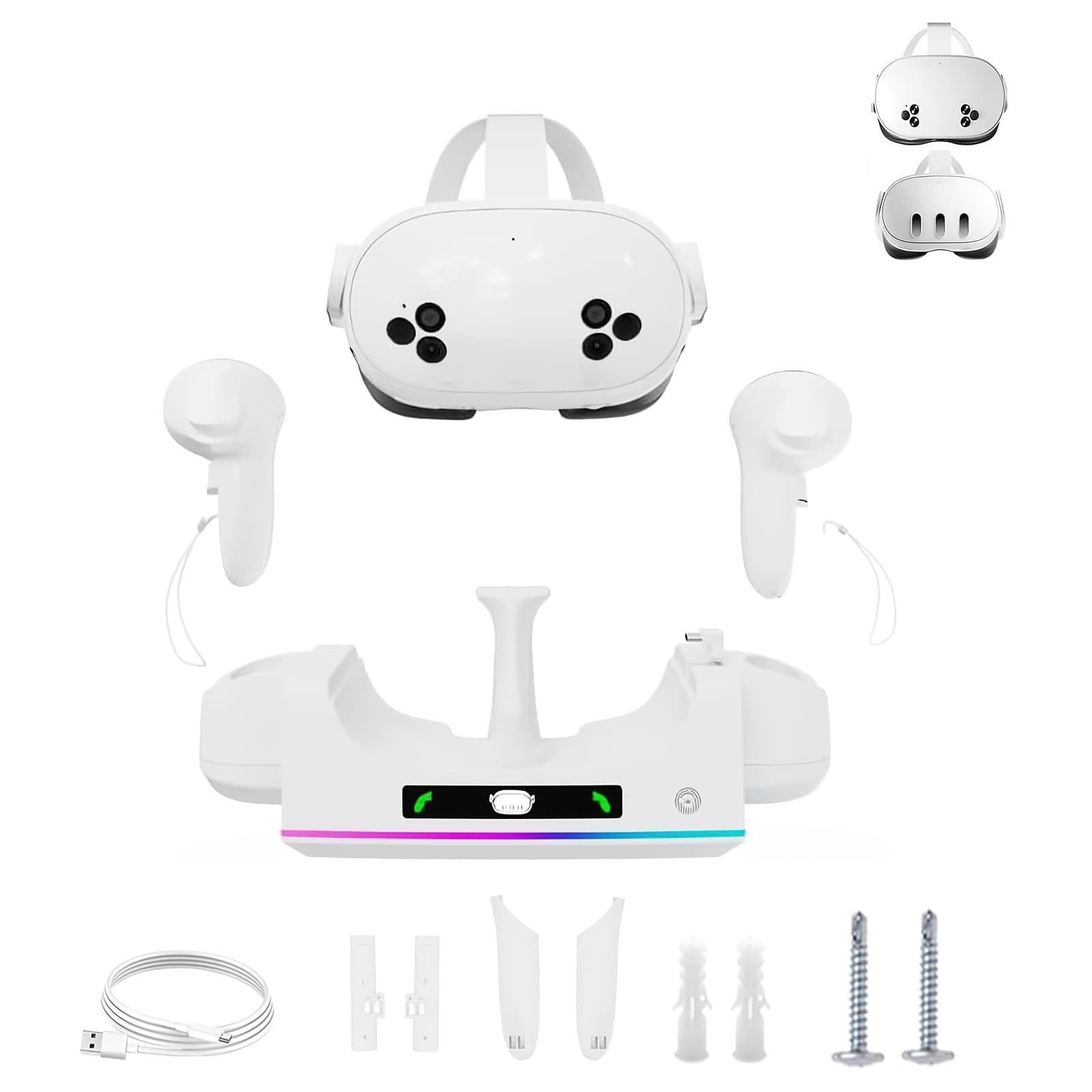TEMU For 3/3s Charging Dock With 2 & Usb-c Cable - Vr Headset Charging Station, Fast Charging External Battery Refiller (no Electronics/board)