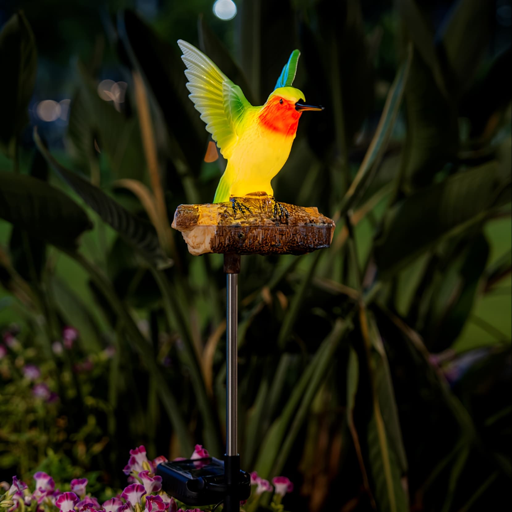 TEMU Outdoor Garden Solar Statue Light, Outdoor Solar Garden Stake Light, Garden Solar Hummingbird Statue Stake Light, For Pathway Patio Yard Decor Outdoor