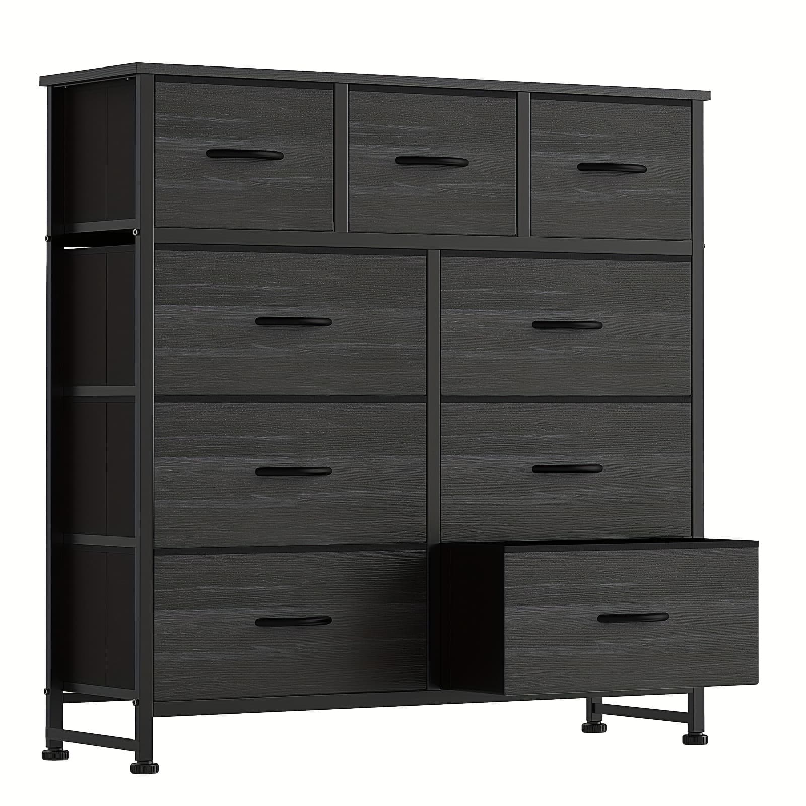 TEMU 8/9 Drawer Fabric Dresser Storage Tower With Bins, Tall Chest Organizer For Bedroom Closet Hallway, Wood Top Handles, Storage Drawer Units