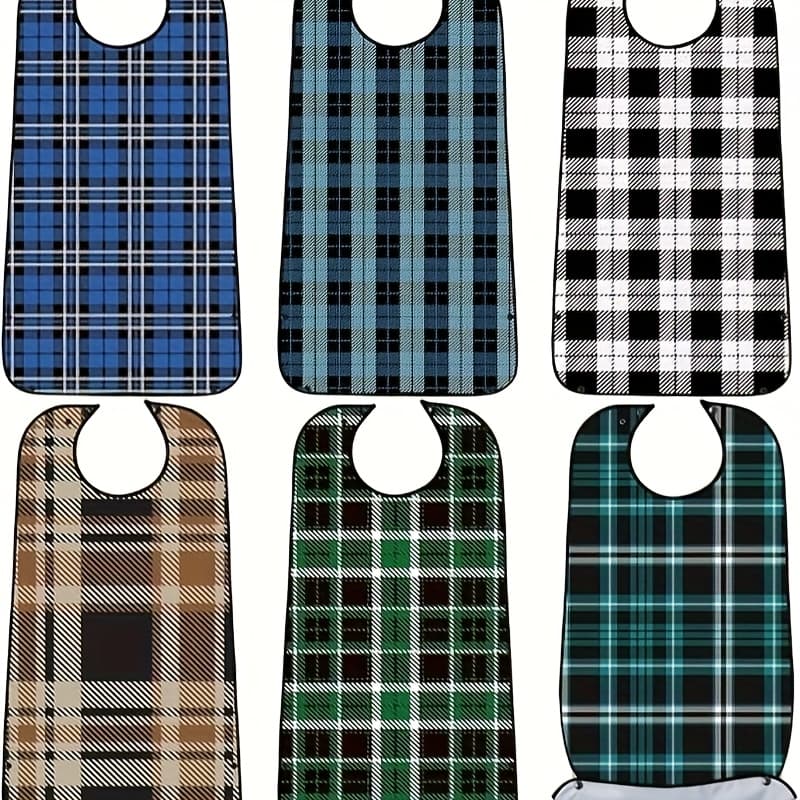 TEMU 6 Pack Adult Bibs For Men Elderly Eating Bibs With Crumb Catcher Washable Clothing Protectors Father Gift