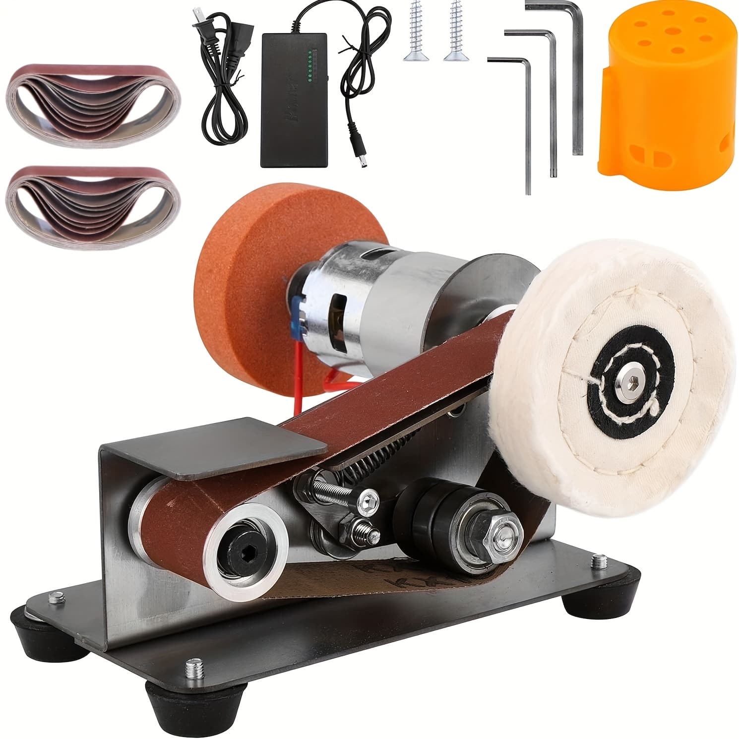 TEMU Knife Sharpener Electric Bench Grinder Sanding Machine, 7 Adjustable Speed Table Top Grinder Polisher For Diy Woodworking, Metal, Knife Making ()