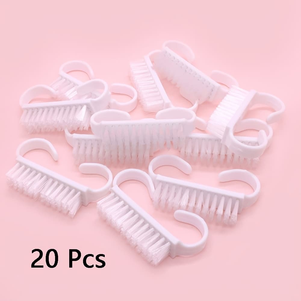TEMU 20pcs Nail Brushes For Daily Use - White Fingernail Brush With Plastic Handle Nail Brush For Cleaning - Nail Scrub Brush - Nail Cleaner Nail Brushes For Hands And Feet