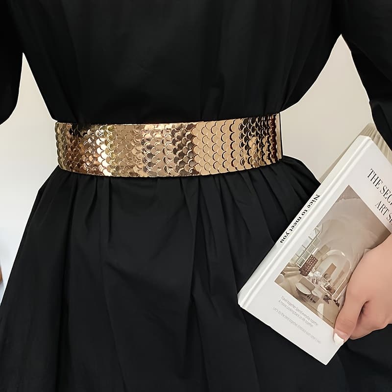 TEMU 1pc Waist Cover Women's Wide Edition Summer Versatile Decorative Suit With Skirt Belt New Elastic Black Non Perforated Belt Suitable For Daily Wearing