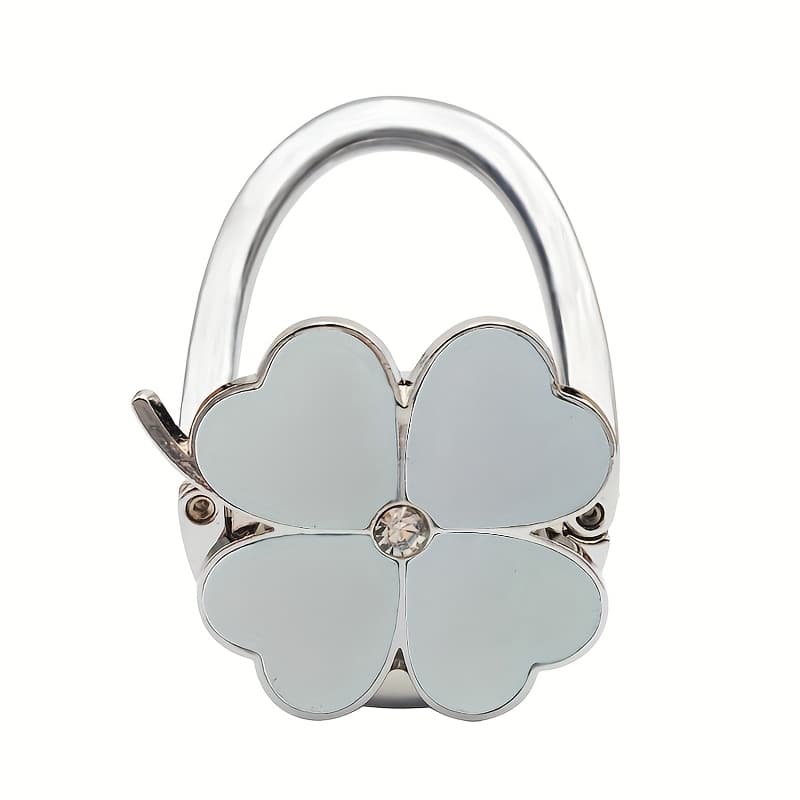 TEMU Creative Clover Hook, Women's Portable Metal Bag Hanger With Clover Design, Foldable Handbag Hook