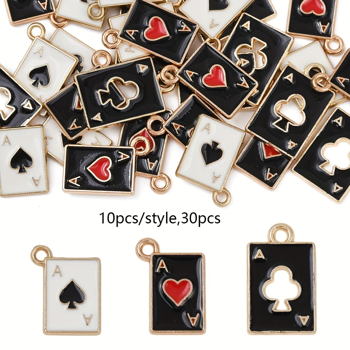 TEMU 30 Mixed-size Poker Alloy Pendants Jewelry Additions Suitable For Bracelet Necklace Earring Production
