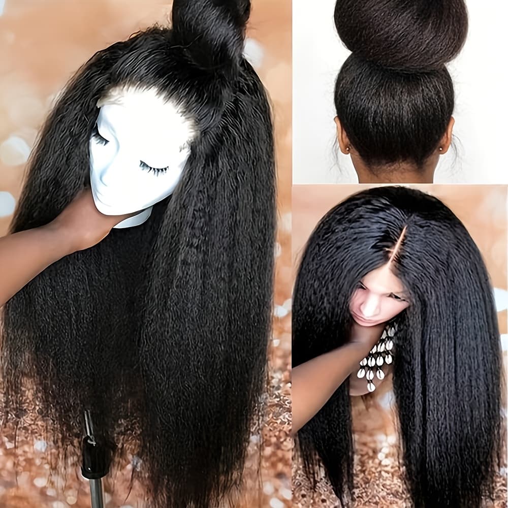 TEMU 13* Parting Black Lace Front Wigs For Women Glueless Straight Wigs Lace Frontal Wigs Heat Resistant Wigs Pre Lace Front Soft Wigs For Daily Party Cosplay Use