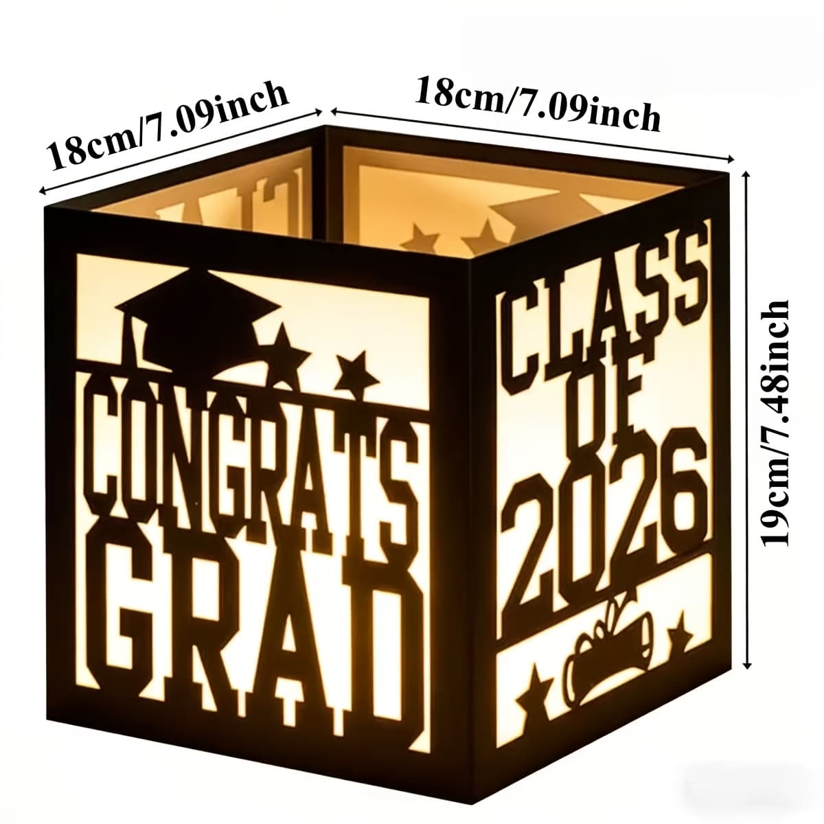 TEMU 2026 Graduation Season Class Square Table Centerpiece Decoration Black Flower Box 2026grad Light Box Props Photography