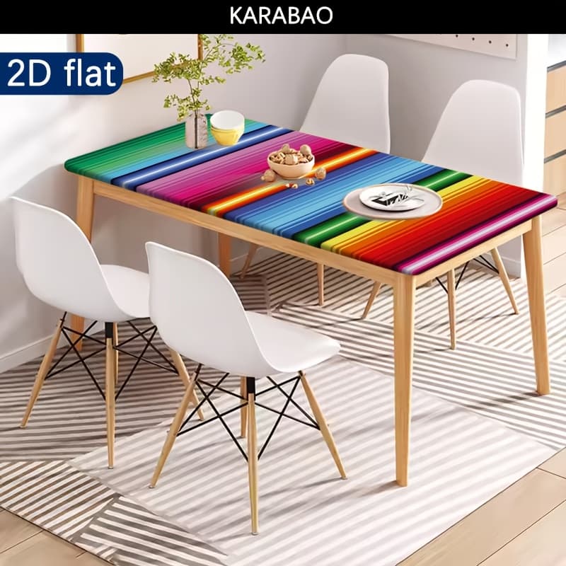 TEMU 1pc Tablecloth, Colorful Striped Stretch Tablecloth - Multiple Colors From, A Must-have For Stylish Homes!, Outdoor Table Cover, Picnic Additions, Used Indoors And Outdoors