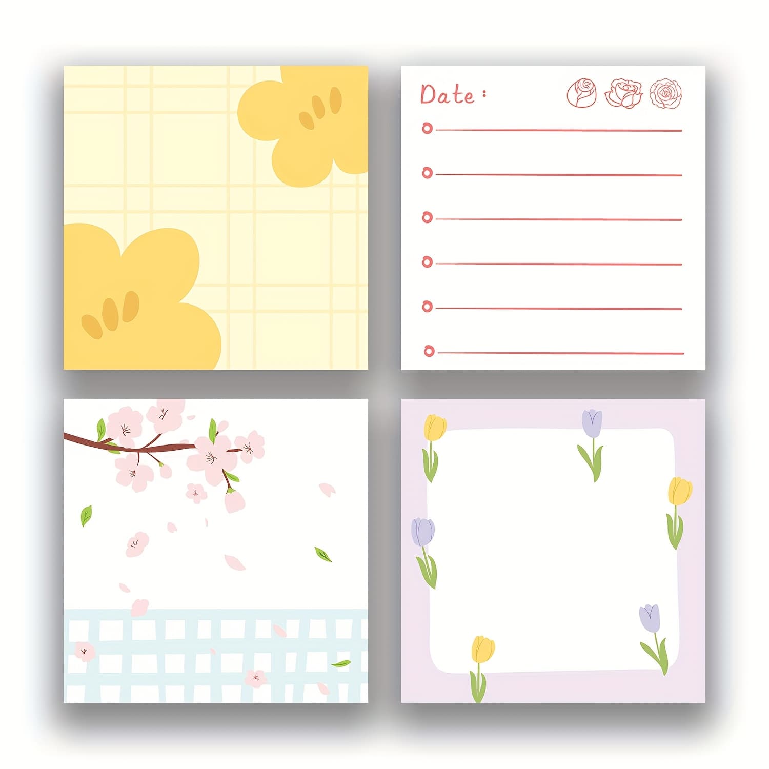 TEMU Cute 4 Pack/200 Sheets 3x3 Inch Sticky Notes Set, Adorable Cartoon Memo Pads With High-adhesive, Reusable Tearable For Journal Planners Office School Home, Bulk Cute Stationery Gift