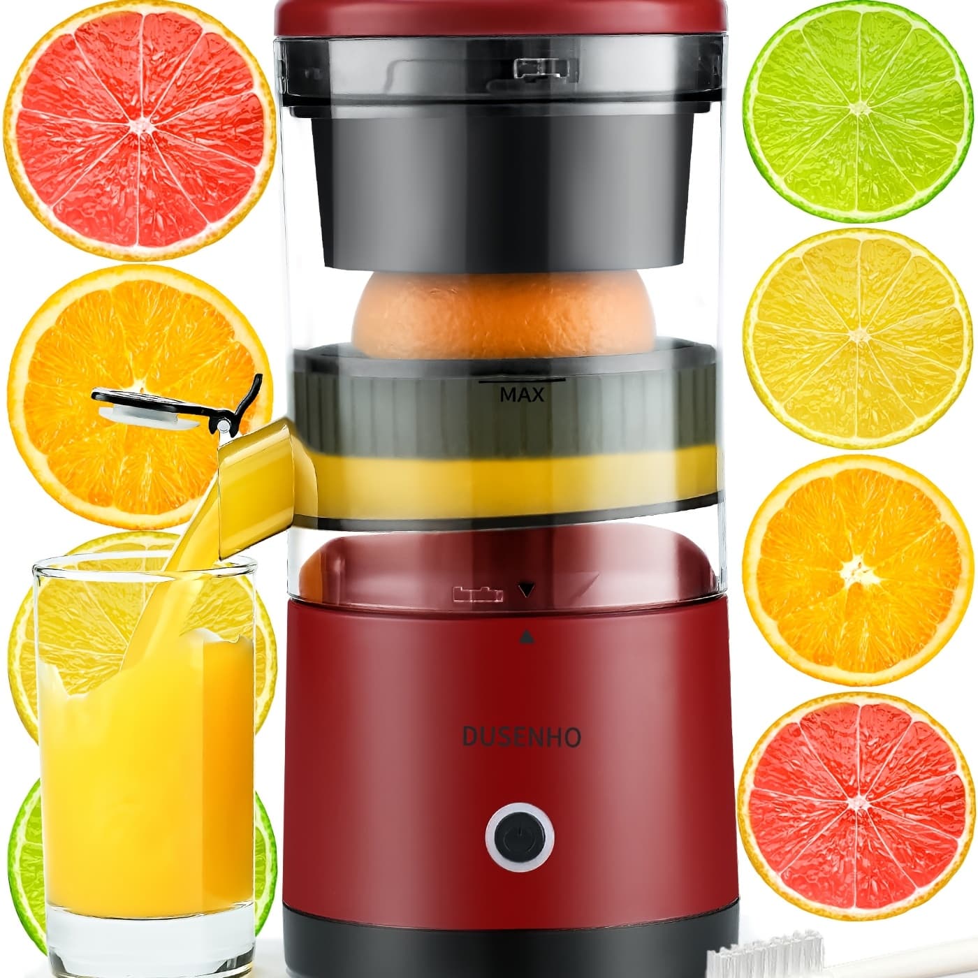 TEMU Rechargeable Electric Citrus Juicer - Usb Powered Juicer Machine With Cleaning Brush, Portable Compact Juicer For Orange, Lemon,