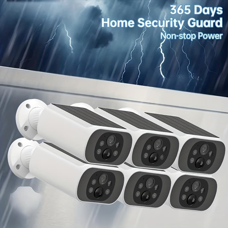 TEMU 4mp Solar-powered Wireless Outdoor Camera, 2.4ghz Wifi Security Surveillance With Solar Panel, 3 Night Vision , Human Detection, High Quality, Audio & Alexa Support