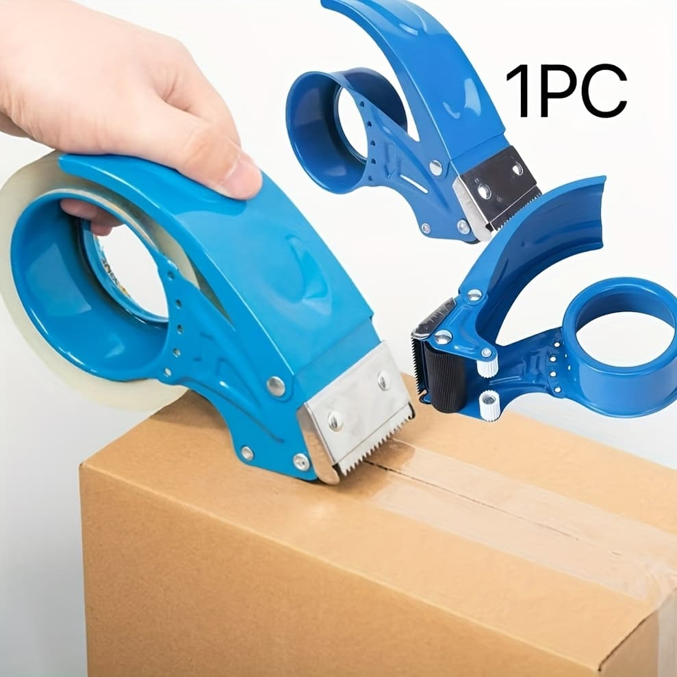 TEMU 1pc Tape Dispenser With Dual Blades, Ergonomic Handle For Precise Cutting, Durable Box Cutting Machine Suitable For Handling, Transportation, And Packaging Supplies